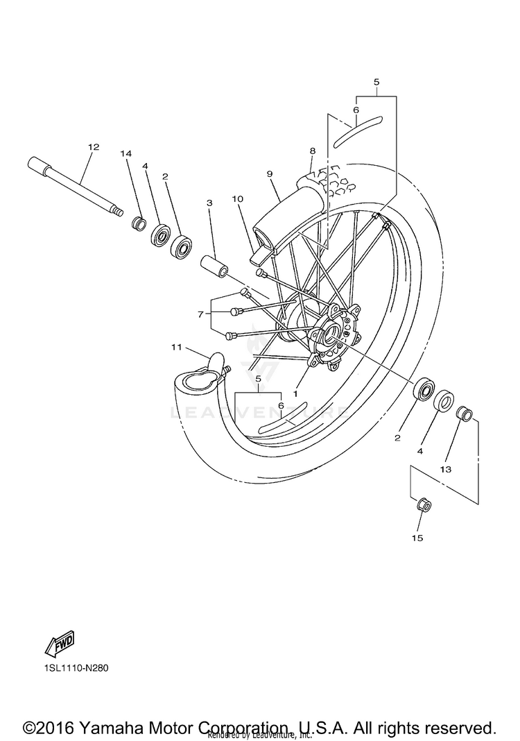 Front Wheel YZ250F - YZ250FG - 2016 Schematic