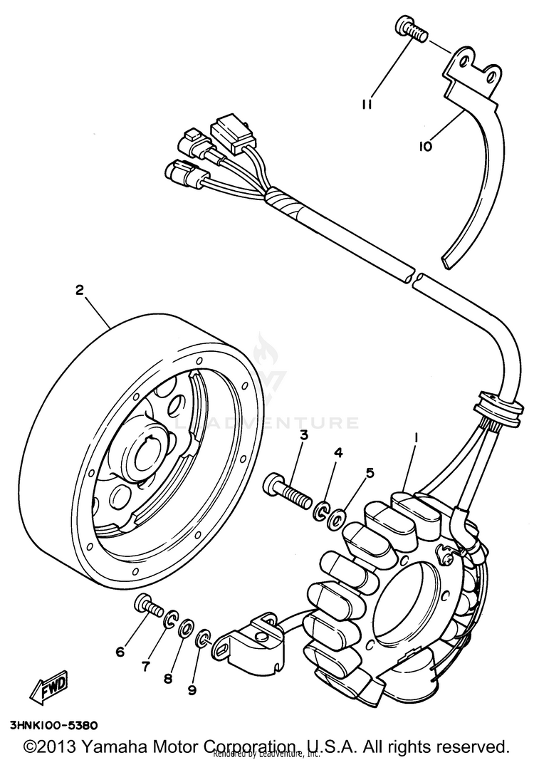 Generator BIG BEAR 4WD - YFM350FWG - 1995 Schematic