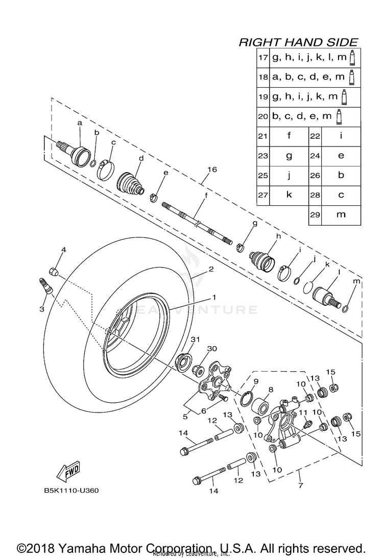 Rear Wheel 2 KODIAK 700 EPS 4WD - YFM70KPXKG - 2019 Schematic