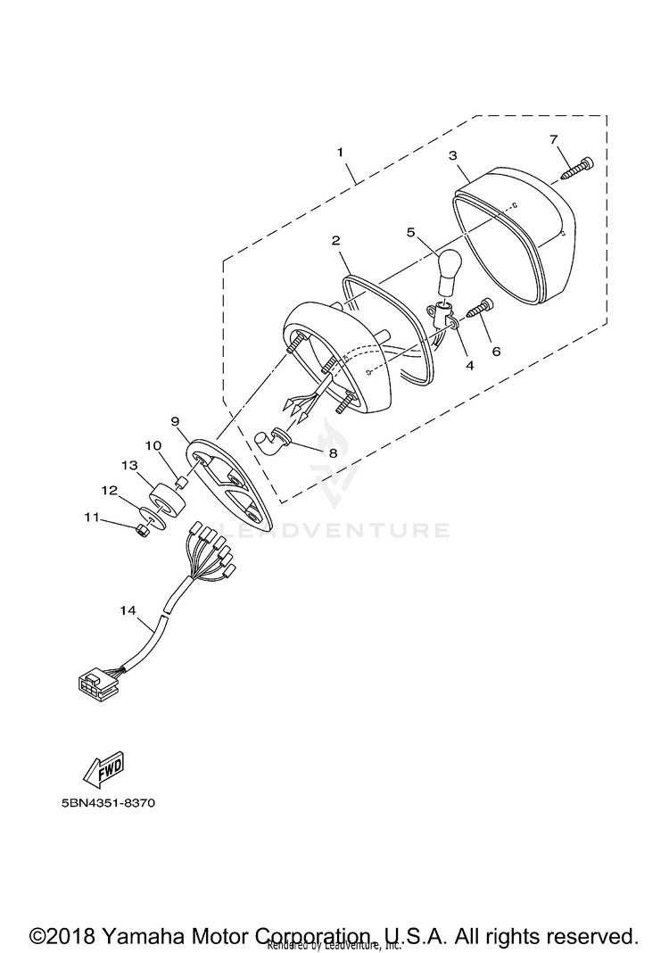 Taillight V STAR 1100 SILVERADO - XVS11ATXCB - 2008 Schematic