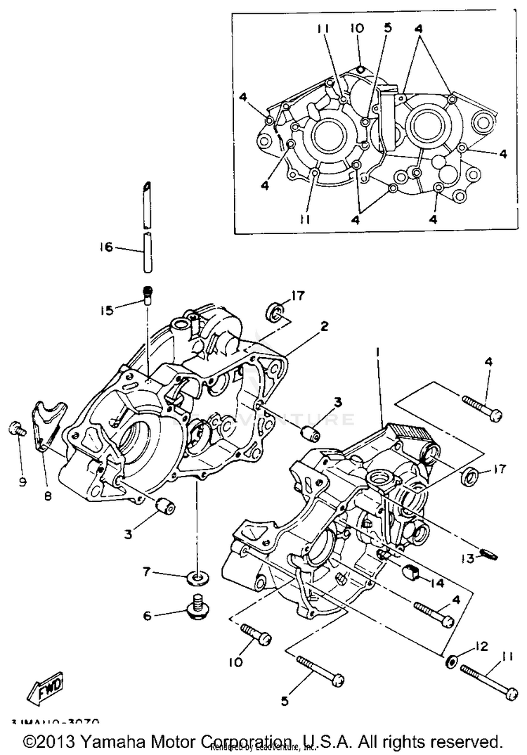 Crankcase BLASTER - YFS200E_MN - 1993 Schematic