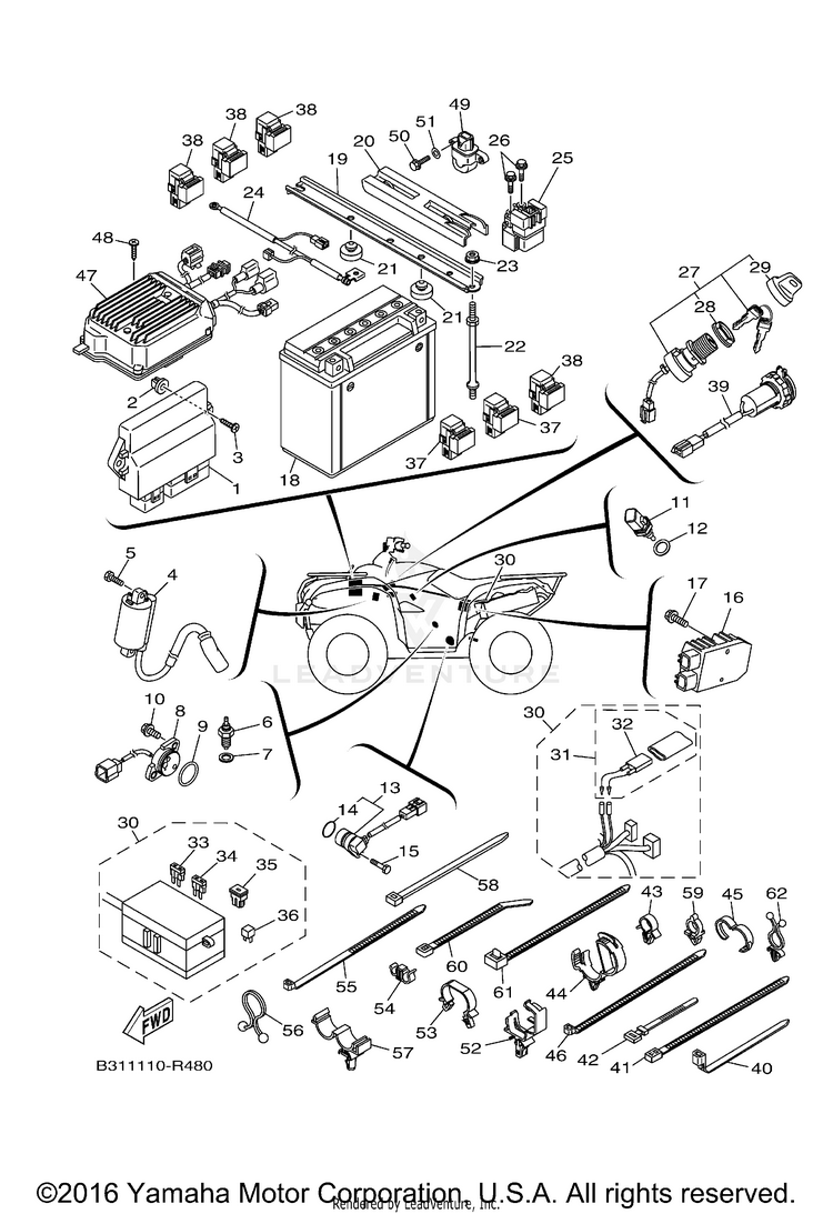 Electrical 1 GRIZZLY EPS 4WD SE - YFM70GPSGB - 2016 Schematic