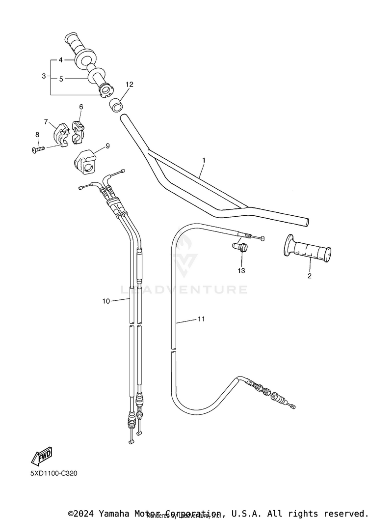 Steering Handle & Cable Schematic