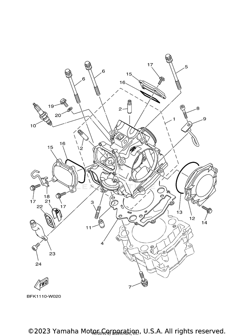 Cylinder Head RAPTOR 700R SE CAL - YFM70RCCRB - 2024 Schematic