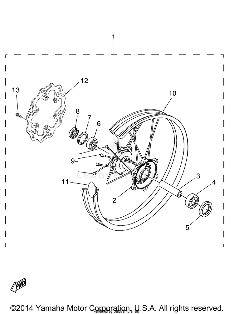 Rear Wheel Kit YZ250F - YZ250FV - 2006 Schematic