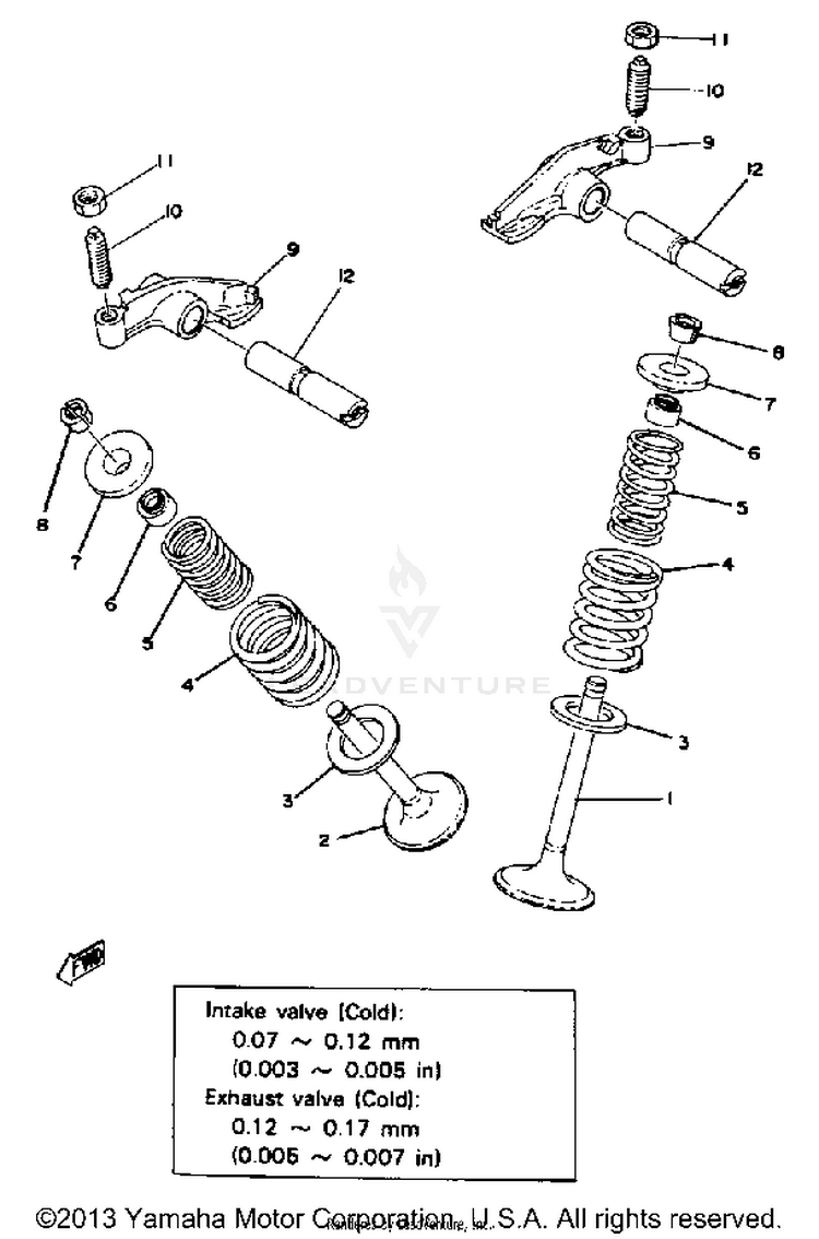Valve - Rocker Arm XT500E - 1978 Schematic