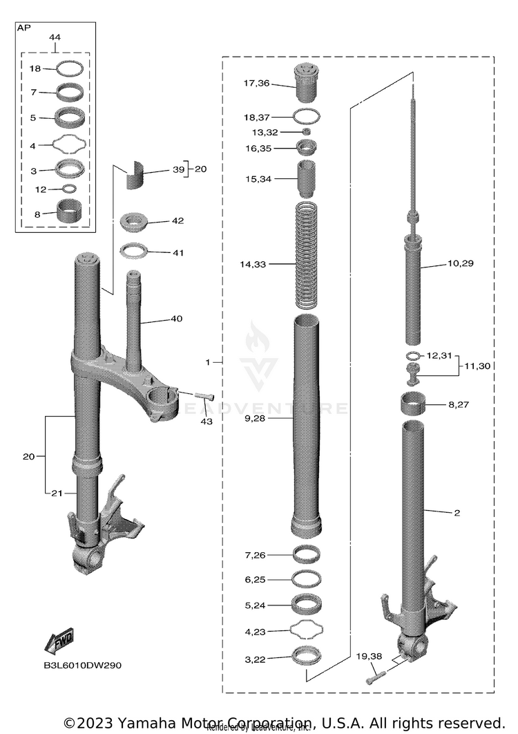 Front Fork YZFR1 - YZFR1M1CB - 2021 Schematic