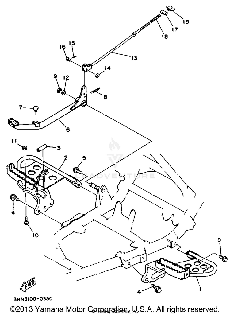 Stand - Footrest BIG BEAR 4WD (ME & NH Only) - YFM350FWE_MNH - 1993 Schematic