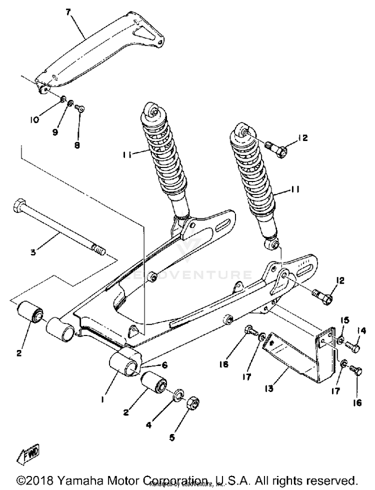 Rear Arm - Rear Cushion - Chain Case Schematic