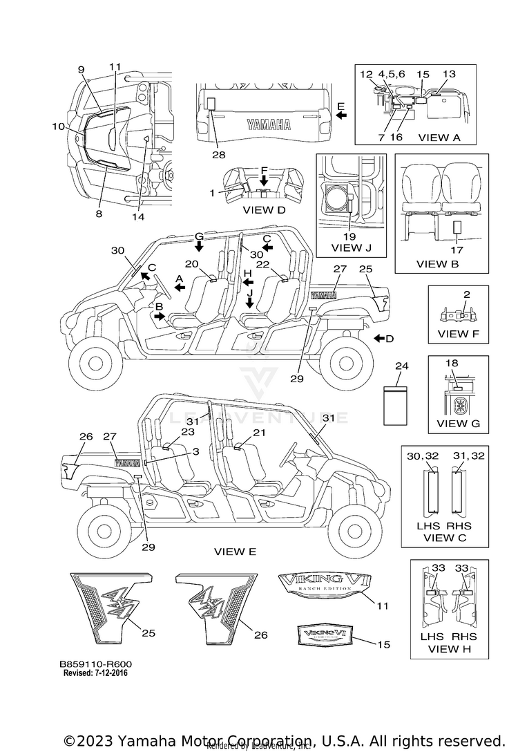 Emblem Label 1 VIKING VI EPS RANCH - YXC70VPRGC - 2016 Schematic