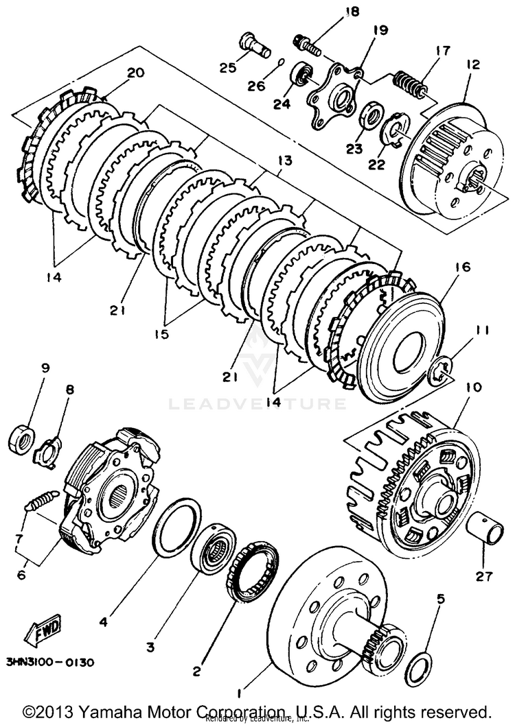 Clutch BIG BEAR (ME & NH Only) - YFM350FWD_MNH - 1992 Schematic