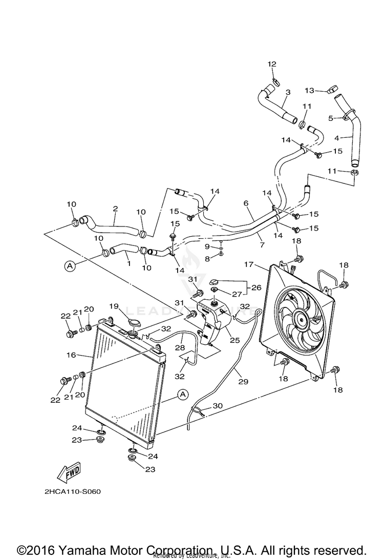 Radiator Hose YXZ1000R EPS - YXZ10YMXHO - 2017 Schematic