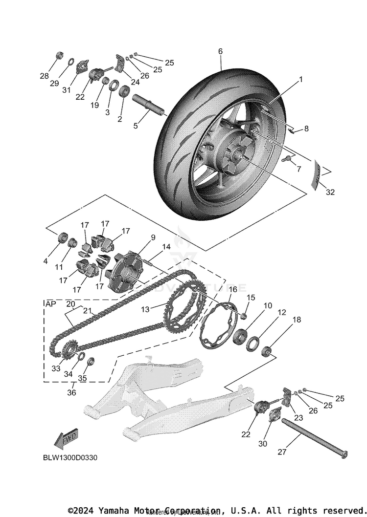 Rear Wheel MT07 - MT07TCB - 2026 Schematic