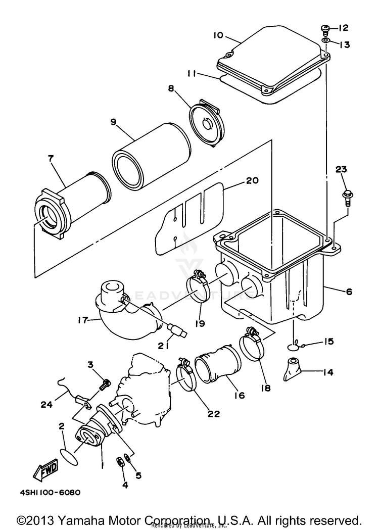 Intake KODIAK 4WD - YFM400FWJ - 1997 Schematic