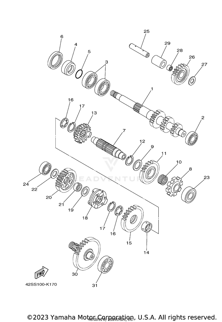 Transmission RHINO 700 - YXR7FAGR - 2011 Schematic