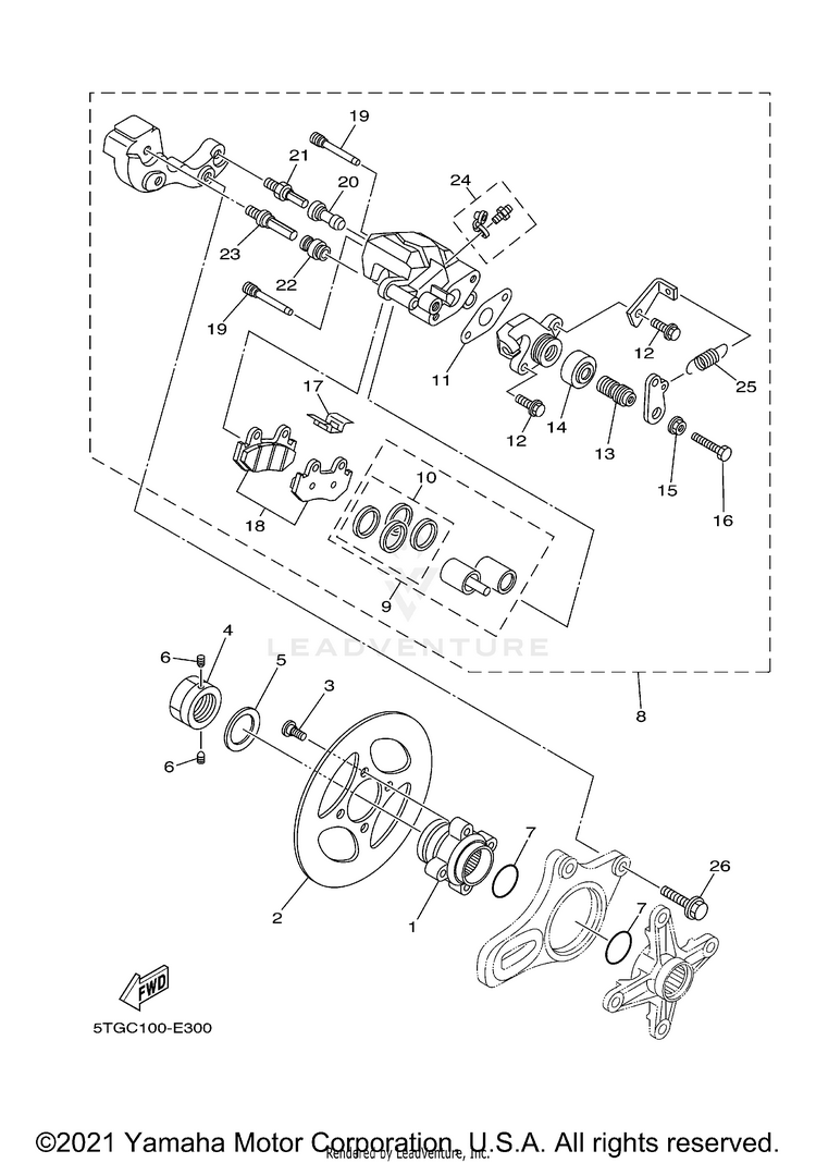 Rear Brake Caliper YFZ450 SPECIAL EDITI - YFZ450SPV - 2006 Schematic