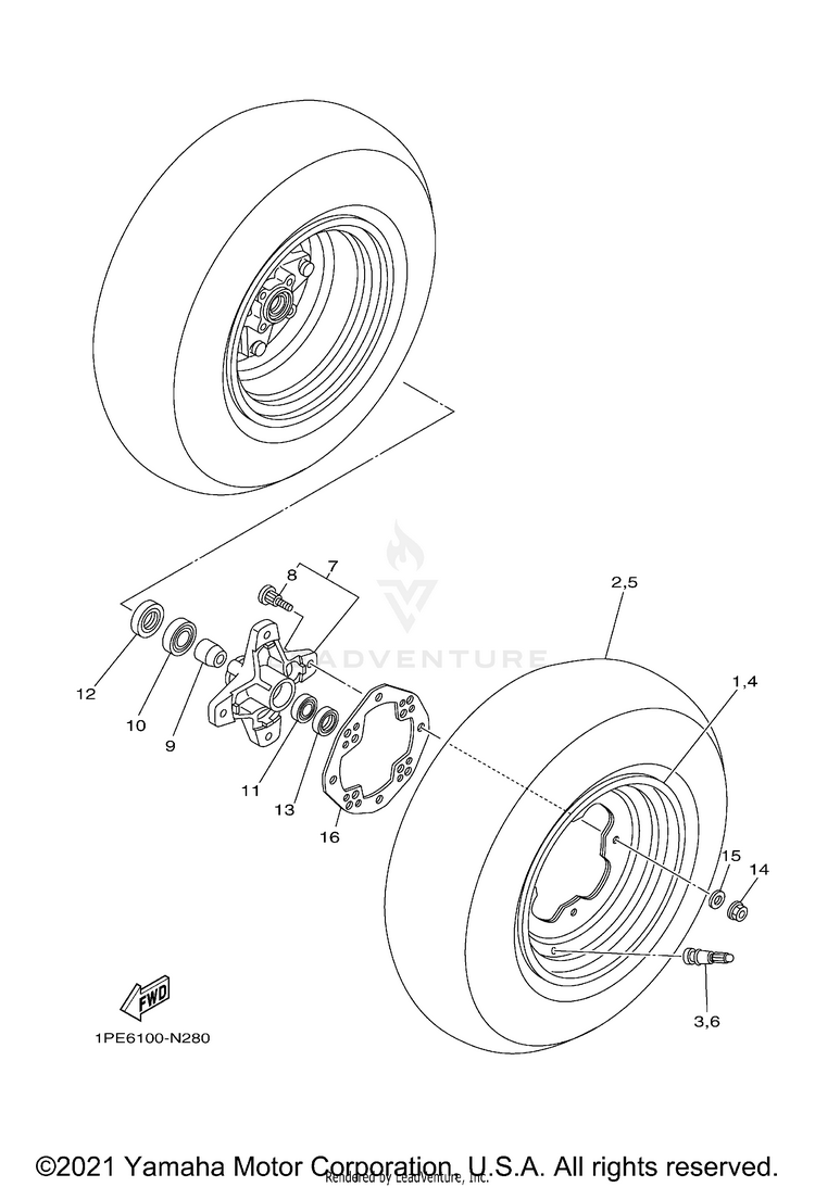 Front Wheel RAPTOR 700R - YFM70RSCML - 2021 Schematic