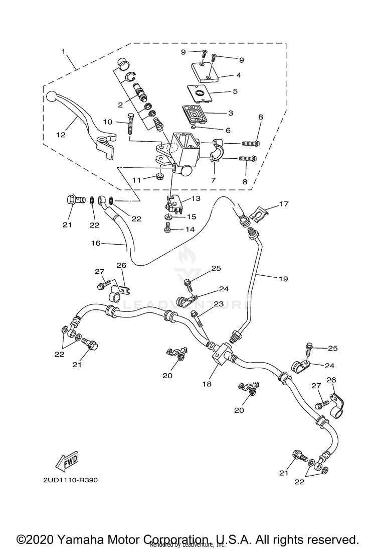 Front Master Cylinder GRIZZLY EPS SPECIAL - YFM70GPSLS - 2020 Schematic
