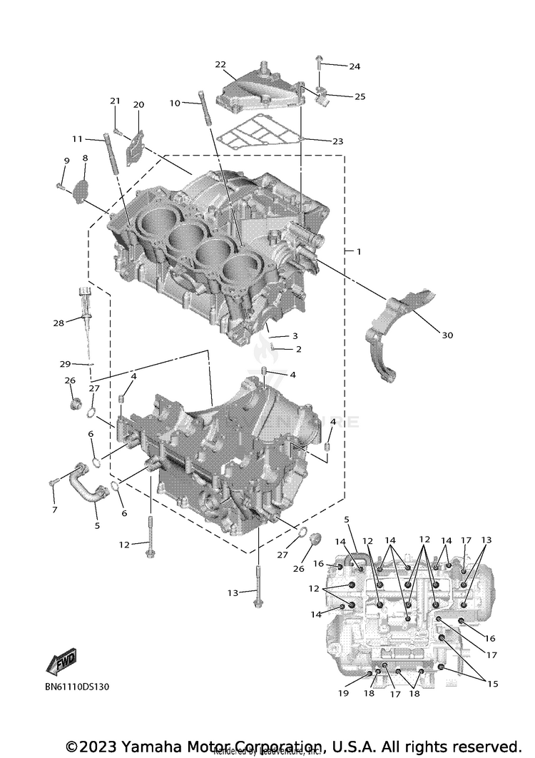 Crankcase YZFR6 - YZFR6L1CB - 2020 Schematic