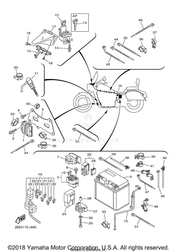 Electrical 2 V STAR 950 TOURER - XVS95CTBCB - 2012 Schematic
