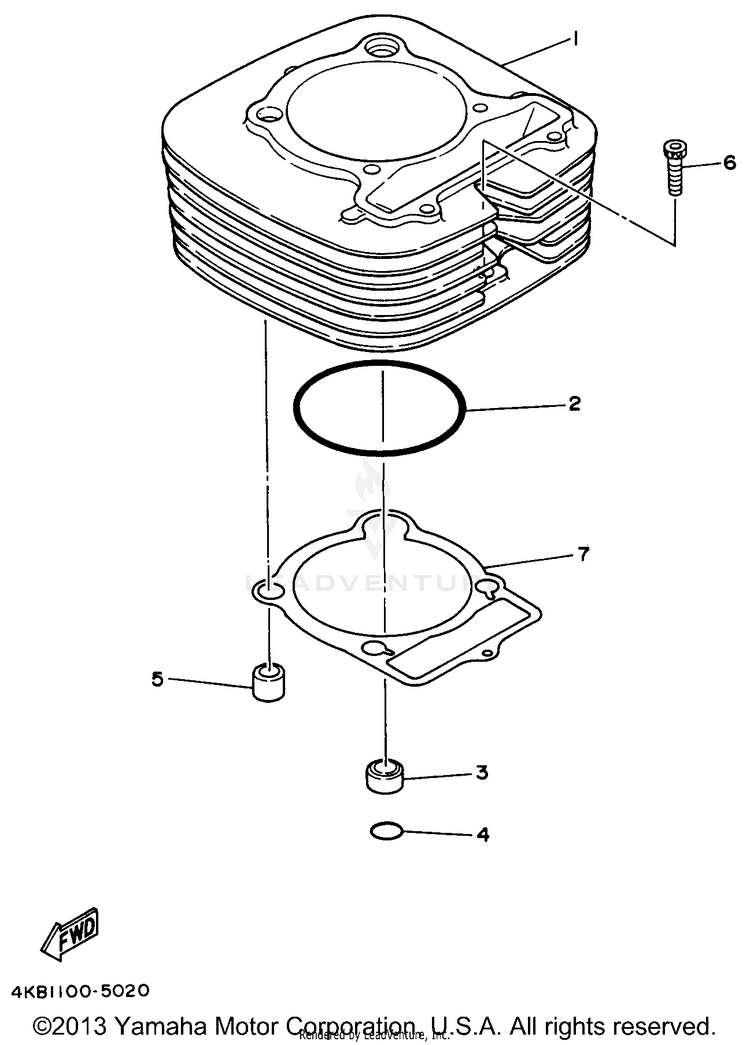 Cylinder BIG BEAR 2WD - YFM350UH - 1996 Schematic