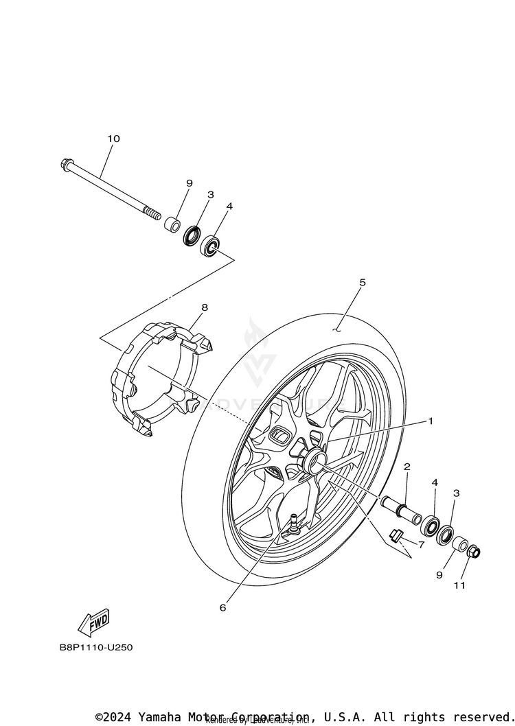 Front Wheel YZFR3 - YZFR3LL - 2020 Schematic