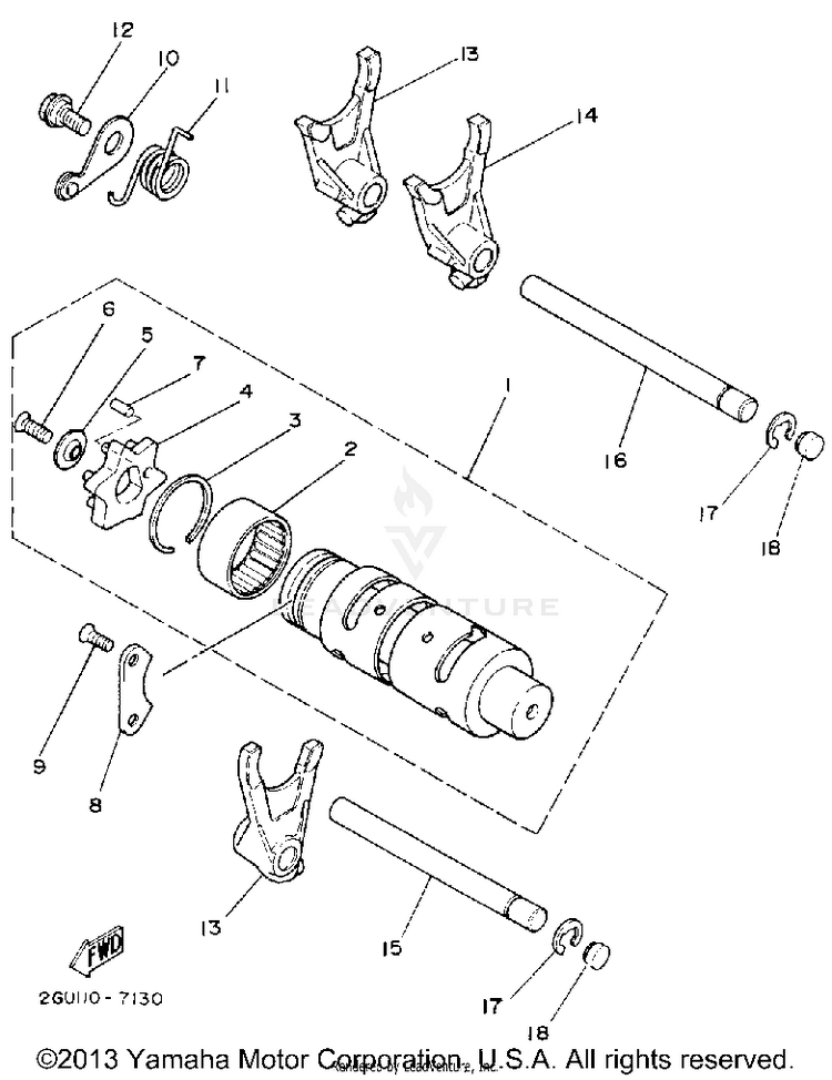 Shift Cam-Fork BANSHEE - YFZ350D - 1992 Schematic