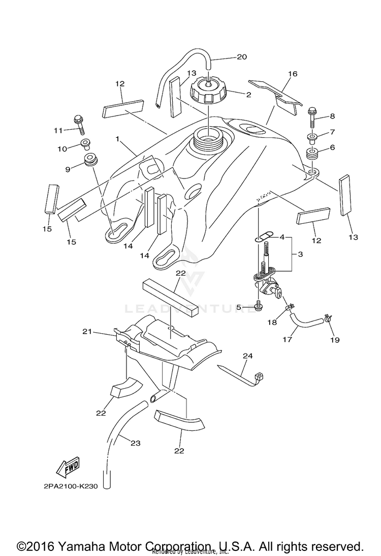 Fuel Tank RAPTOR 125 - YFM125RBL - 2012 Schematic