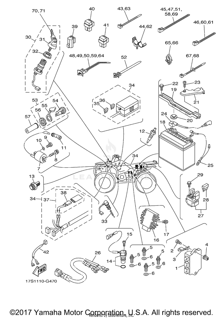 Electrical 1 GRIZZLY 450 4WD - YFM45FGXGR - 2008 Schematic