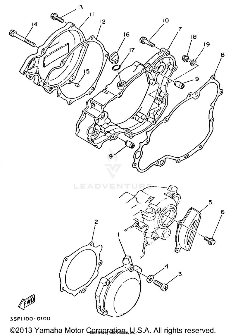 Crankcase Cover 1 YZ250E1 - 1993 Schematic