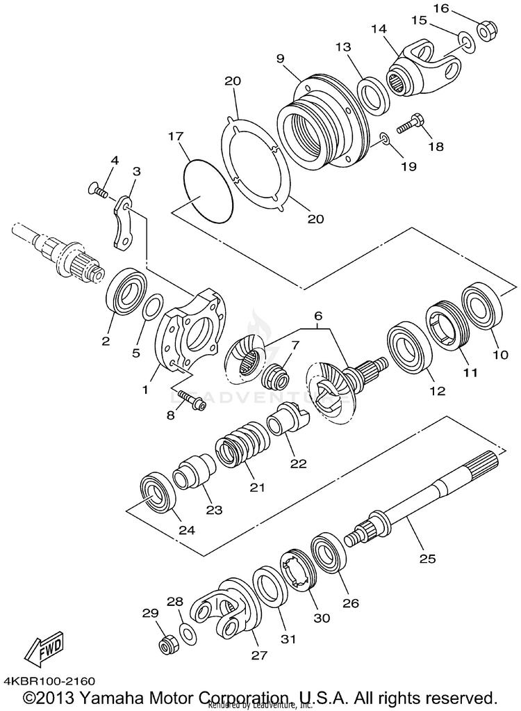 Middle Drive Gear BIG BEAR 400 4WD_REAL TREE XTRA - YFM400FHP - 2002 Schematic
