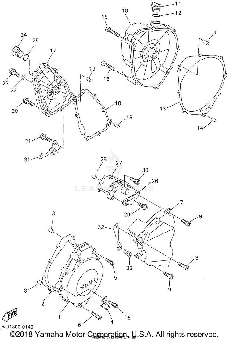 Crankcase Cover 1 YZFR1 - YZFR1NC - 2001 Schematic
