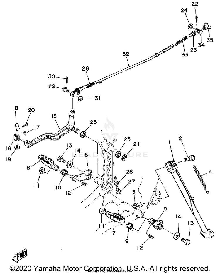 Stand - Footrest - Brake Pedal Schematic