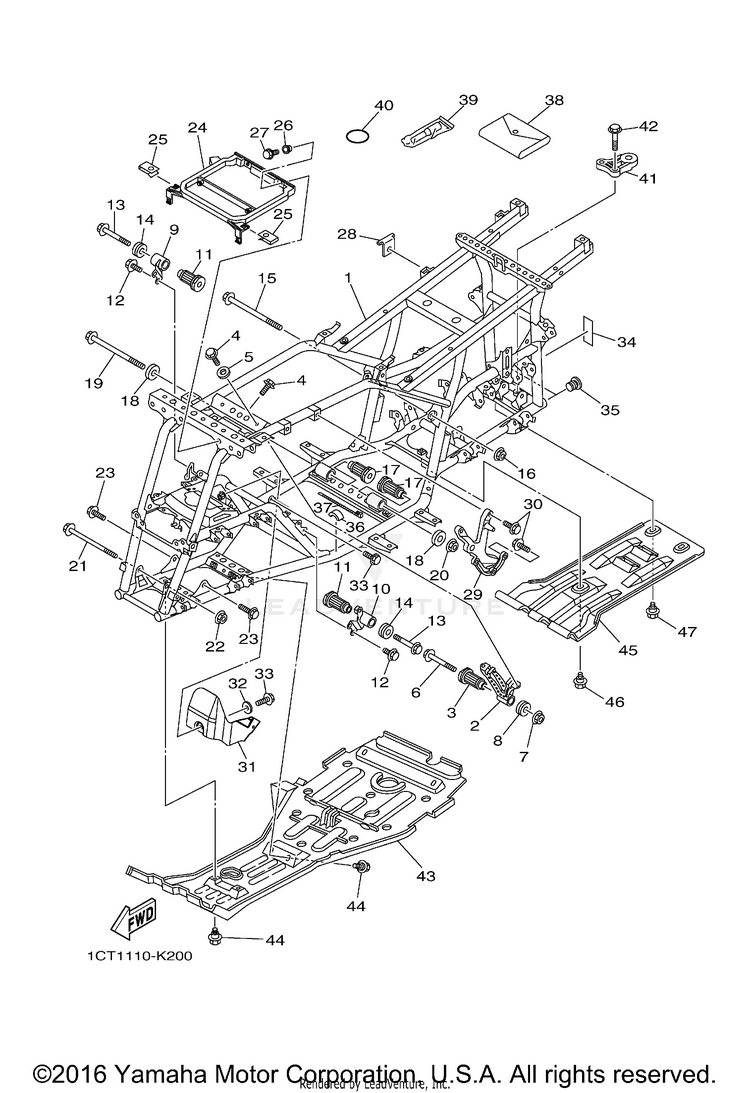 Frame GRIZZLY 450 4WD - YFM45FGAGR - 2011 Schematic