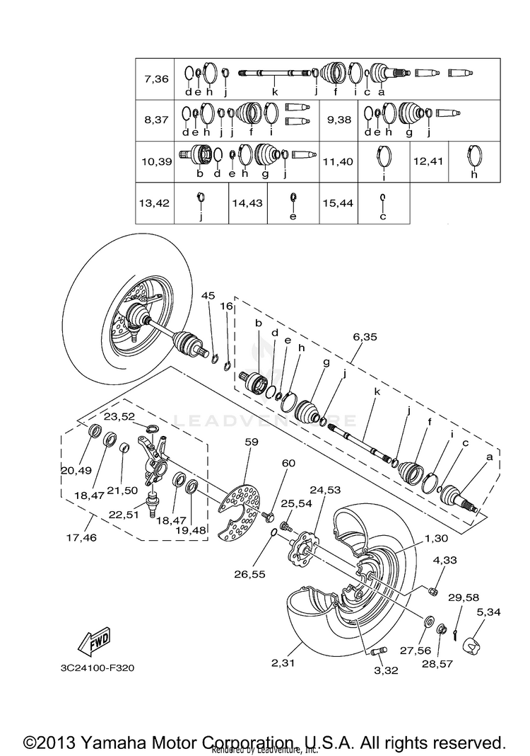 Front Wheel WOLVERINE 450 4WD - YFM45FXX - 2008 Schematic