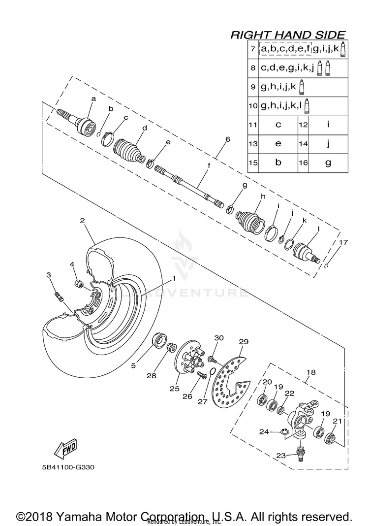 Front Wheel 2 RHINO 700 HUNTER EDI - YXR7FHB - 2012 Schematic