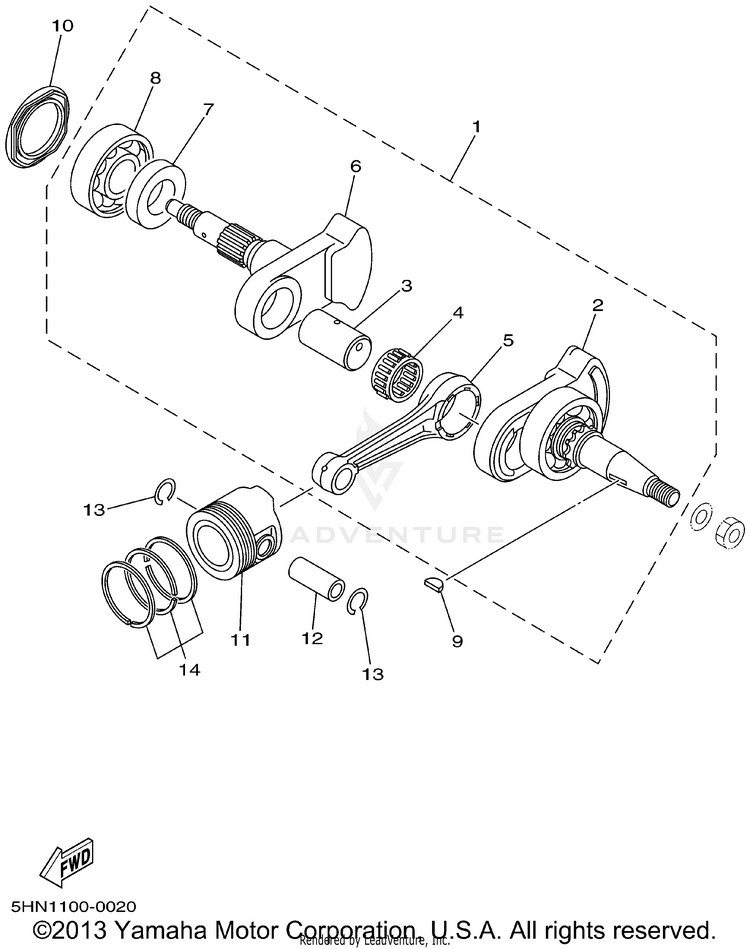 Crankshaft Piston Schematic