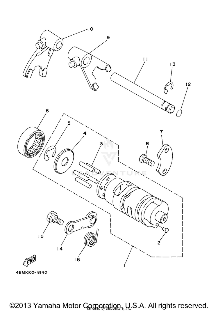 Shift Cam Fork GRIZZLY 80 - YFM80GW - 2007 Schematic