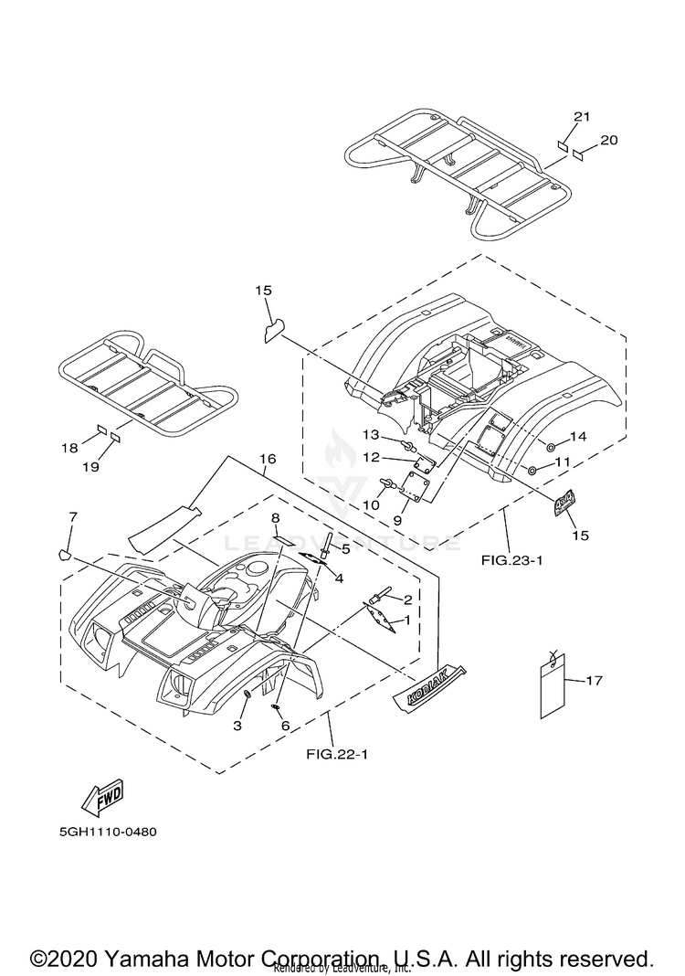 Emblem Label 1 KODIAK 4WD HUNTER - YFM400FAHN - 2001 Schematic
