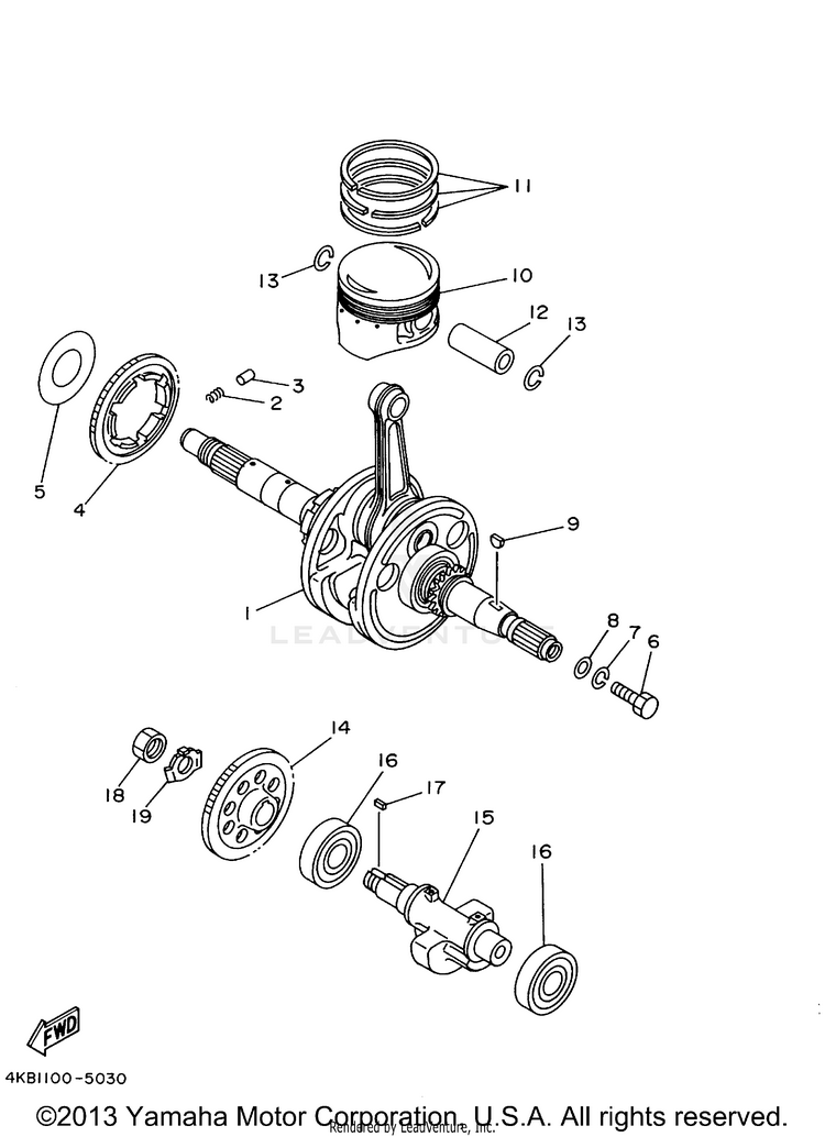 Crankshaft Piston BIG BEAR 400 4WD_REAL TREE XTRA - YFM400FHP - 2002 Schematic