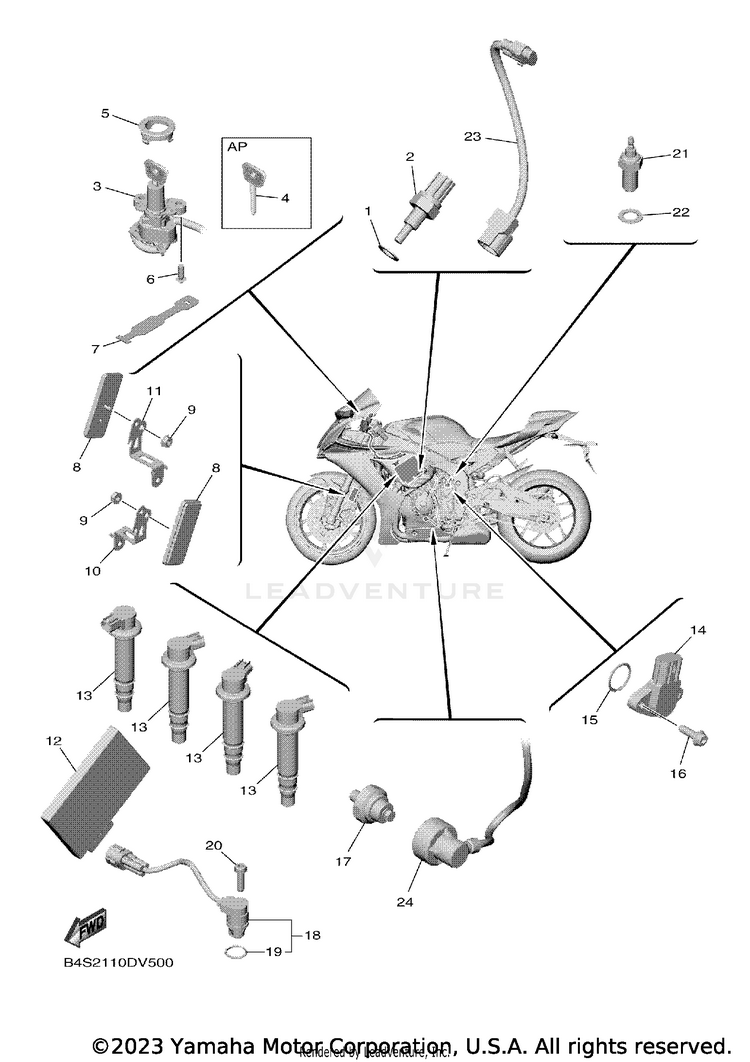 Electrical 1 YZFR1 - YZFR1LCB - 2020 Schematic