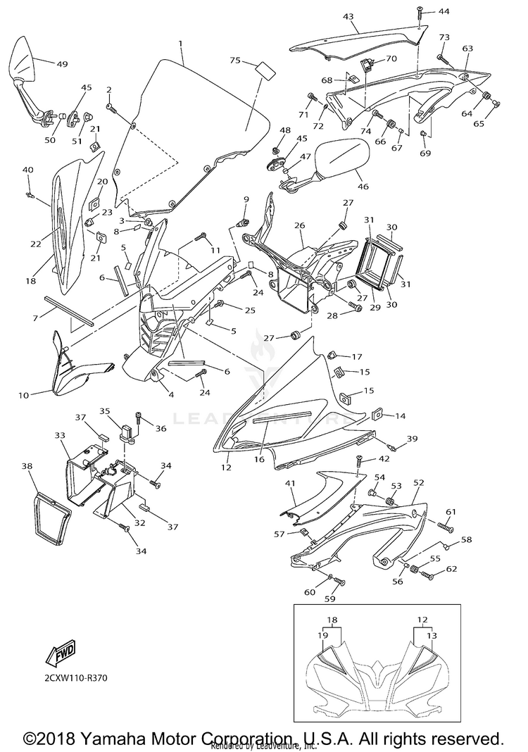 Cowling 1 YZFR6 60TH ANNIVERSARY - YZFR6GCY - 2016 Schematic