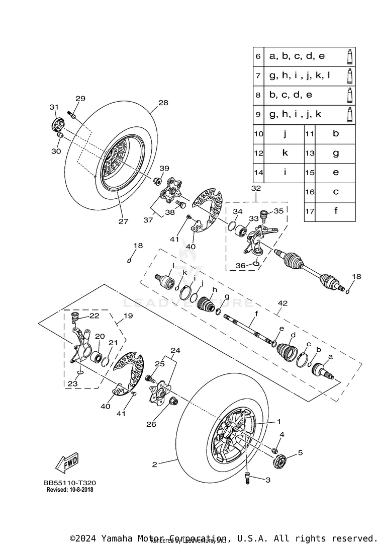 Front Wheel KODIAK 450 EPS 4WD - YFM45KPAJS - 2018 Schematic