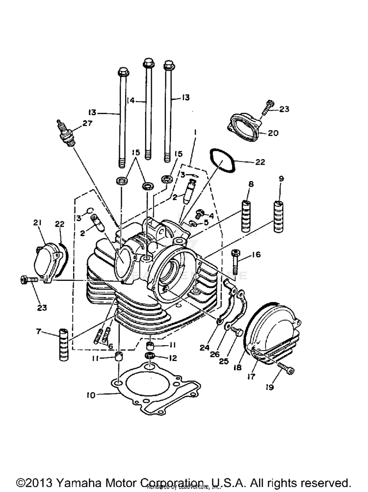 Cylinder Head BIG BEAR - YFM350FWB_MNH - 1991 Schematic