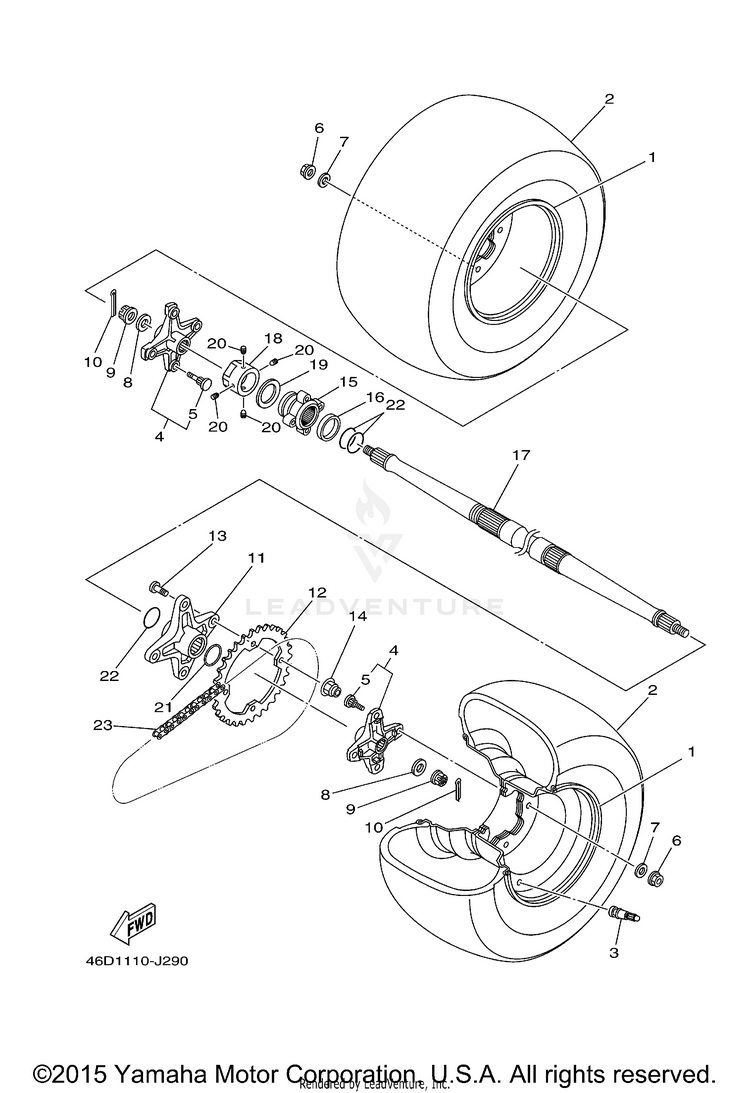 Rear Wheel YFZ450X - YFZ450XAL - 2011 Schematic