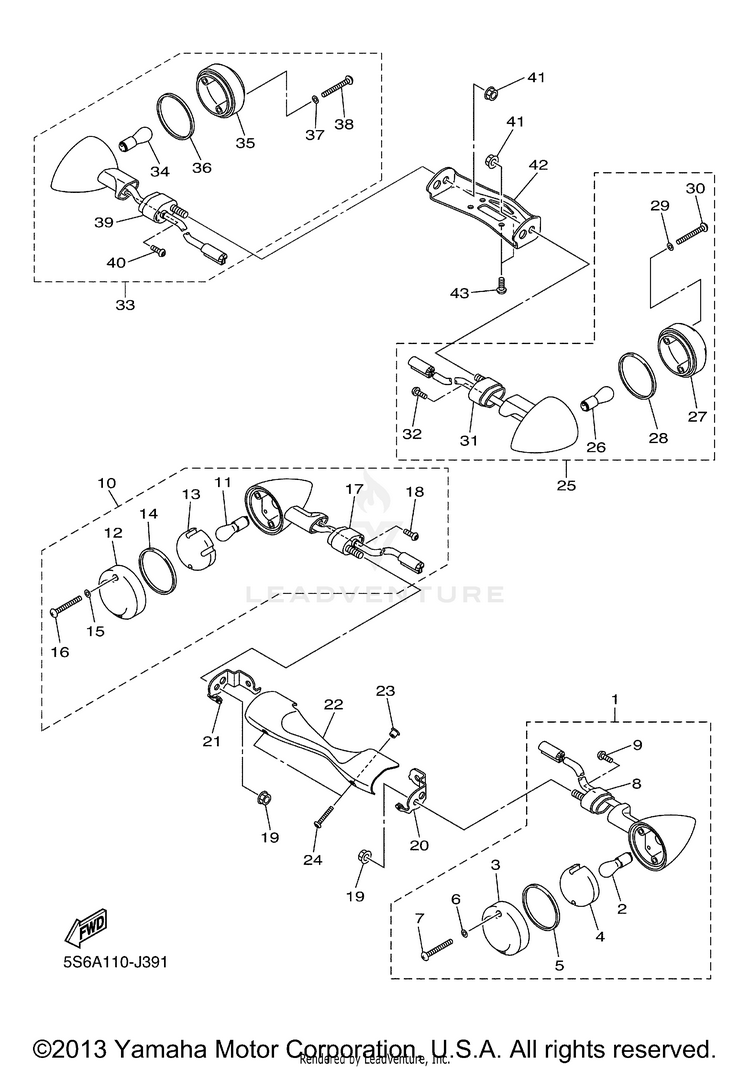 Flasher Light V STAR 1300 TOURER - XVS13CTZCB - 2010 Schematic