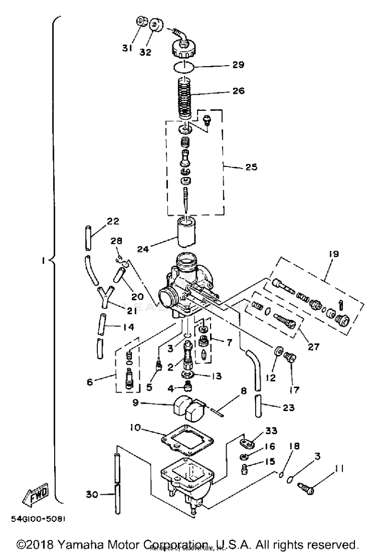 Carburetor BIG WHEEL ELEC START - BW200ES - 1986 Schematic