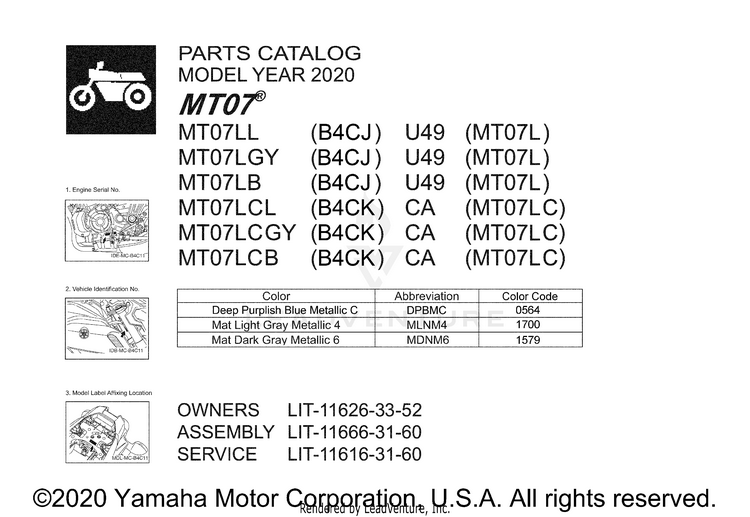 1 Title Page MT07 - MT07LCB - 2020 Schematic
