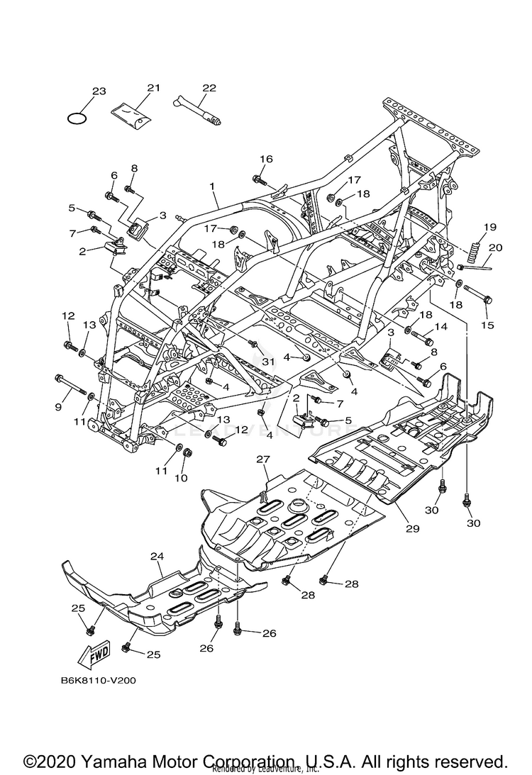 Frame KODIAK 700 4WD - YFM70KDXLG - 2020 Schematic