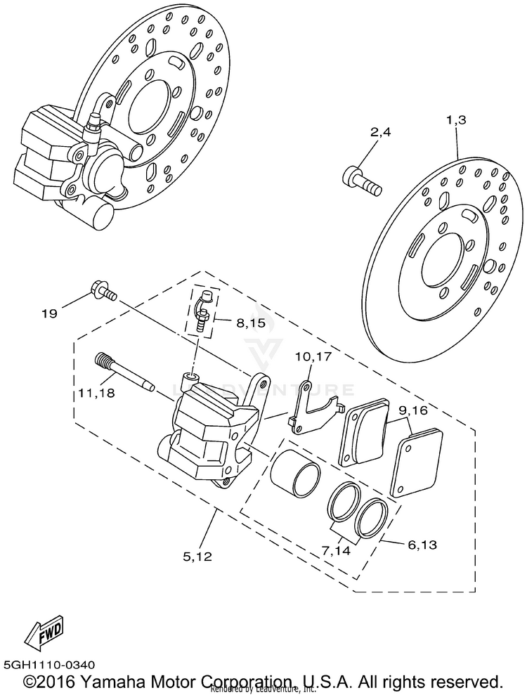 Front Brake KODIAK 4WD - YFM400FAP - 2002 Schematic